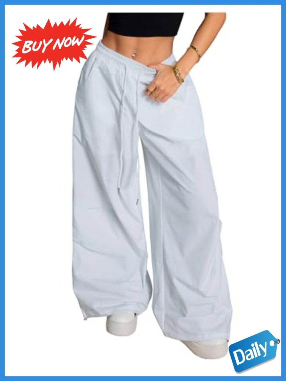 Wide Leg Baggy Pants Low Rise Drawstring Trousers Y2K Streetwear